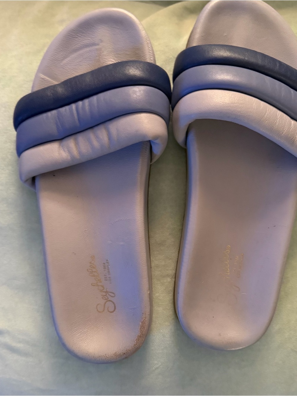 Lavender and Navy Padded Slide Sandals for Women